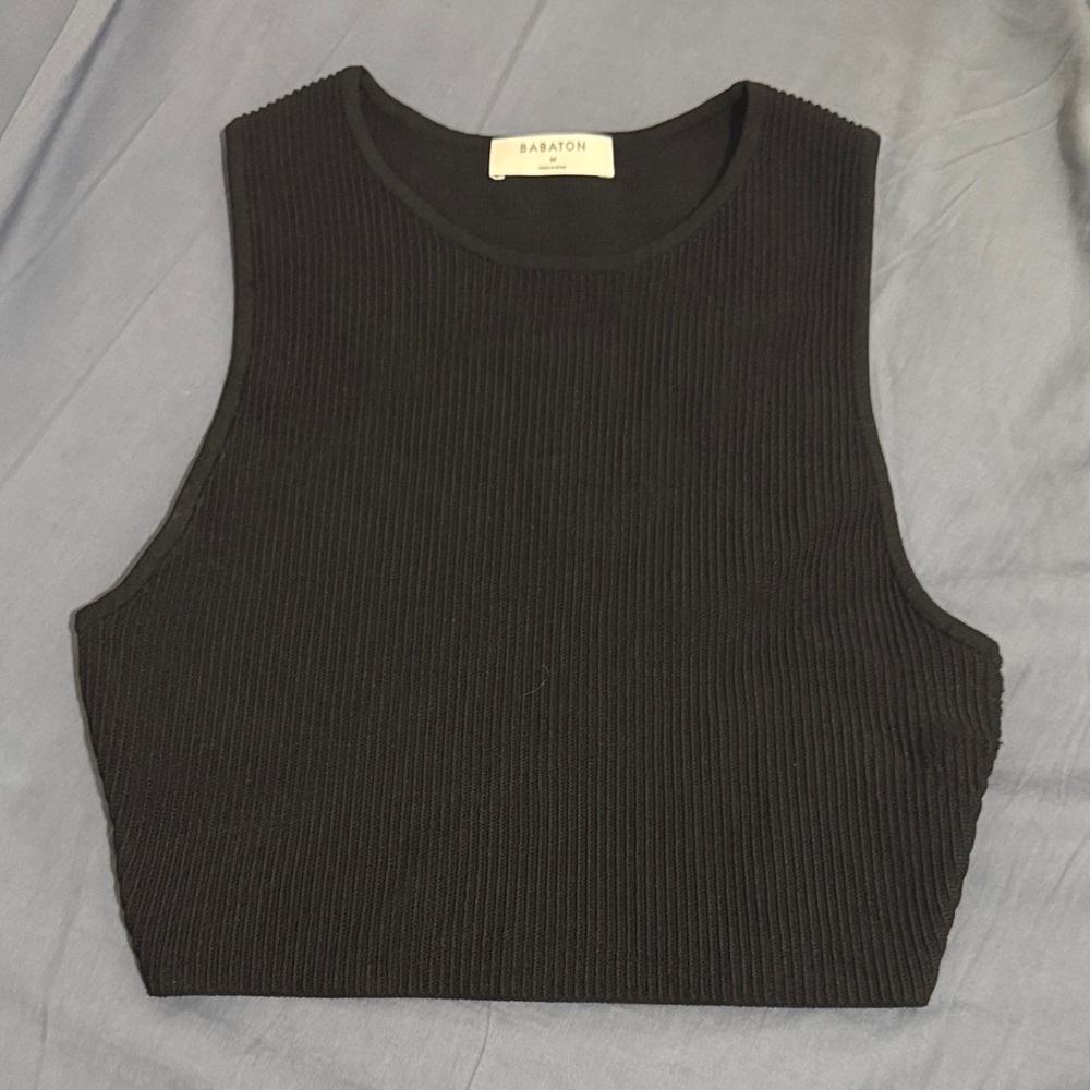 Babaton Black Ribbed Crop Top - Picture 10 of 15